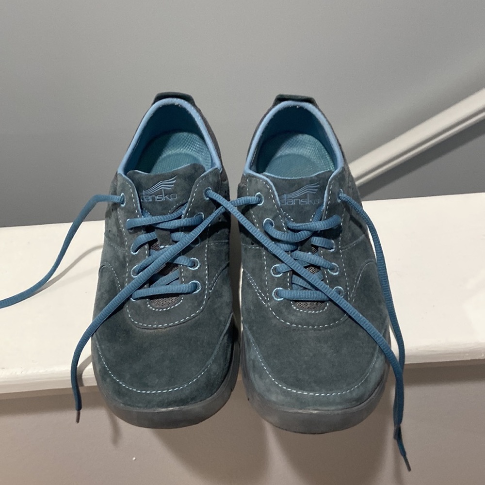Dansko lace up shoes Slip Resistant leather blue EUC size 38 - Picture 5 of 11